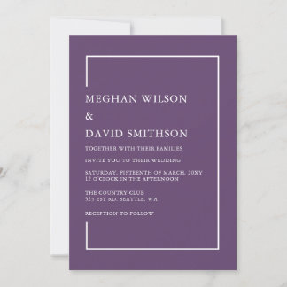 Invitación Boda moderno púrpura simple Minimalista