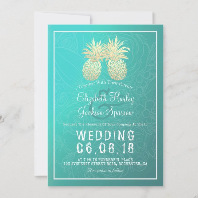 Invitación Boda moderno Relieve metalizado dorado elegante Pi (Anverso)