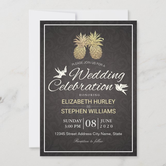 Invitación Boda moderno Relieve metalizado dorado elegante Pi (Anverso)
