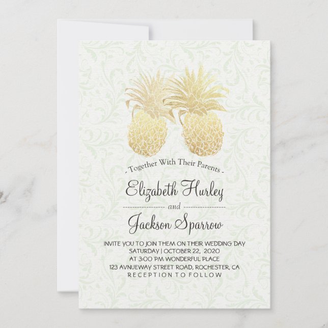 Invitación Boda moderno Relieve metalizado dorado elegante Pi (Anverso)