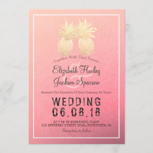 Invitación Boda moderno Relieve metalizado dorado elegante Pi