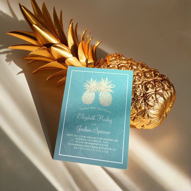Invitación Boda moderno Relieve metalizado dorado elegante Pi (Subido por el creador)