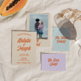 Invitación Boda moderno retro colorido negrita brillante Funk