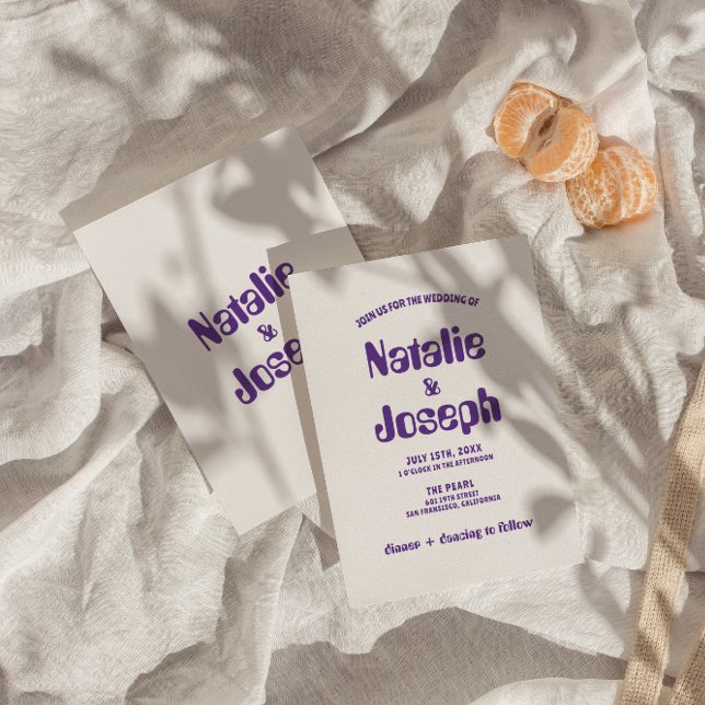 Invitación Boda moderno retro colorido negrita Groovy brillan (Subido por el creador)