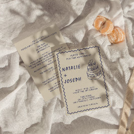 Invitación Boda moderno retro de doble cara manuscrita