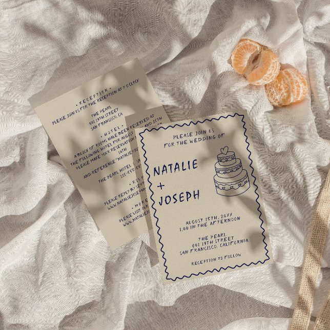 Invitación Boda moderno retro de doble cara manuscrita (Subido por el creador)