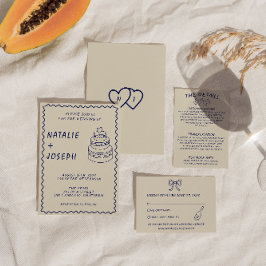 Invitación Boda moderno retro único retro con escritura manua