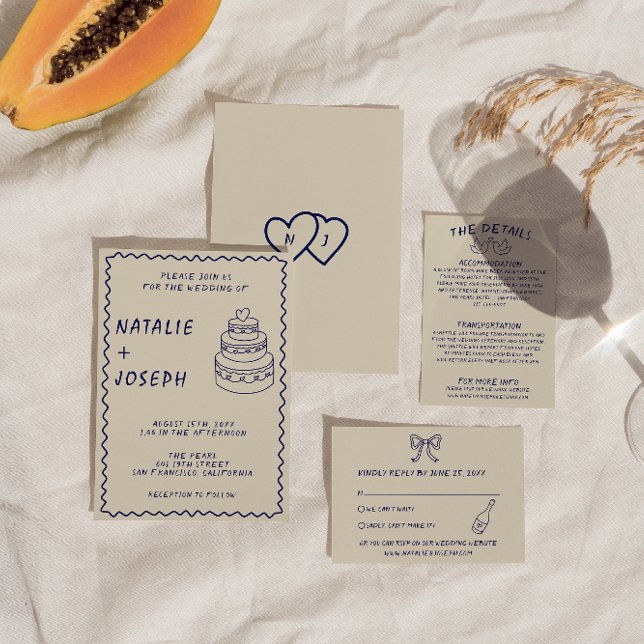 Invitación Boda moderno retro único retro con escritura manua (Subido por el creador)