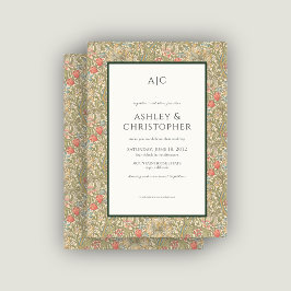 Invitación Boda moderno romántico morris floral azul rosa