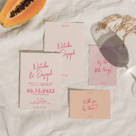 Invitación Boda moderno rosa brillante brillante brillante br