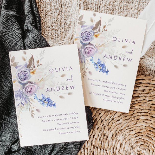 Invitación Boda moderno Rosa de lavanda púrpura pálida (Subido por el creador)