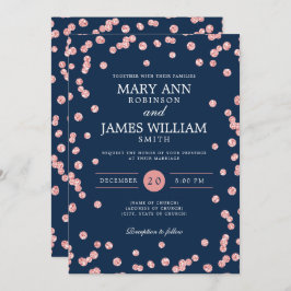 Invitación Boda moderno Rosa Purpurina de oro Armada Confetti