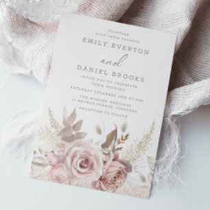 Invitación Boda moderno Rubor de rosas rosadas