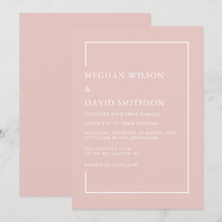 Invitación Boda moderno Rubor Minimalista simple