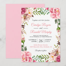 Invitación Boda moderno Rubor rosado de flor bucal
