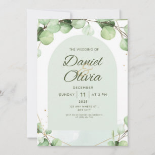 Invitación Boda moderno rústico elegante y verde