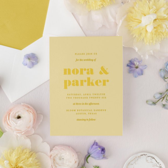 Invitación Boda moderno simple de mantequilla amarillo (Butter Yellow Simple Modern Wedding Invitation)