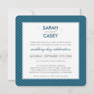 Invitación BODA MODERNO simple negrita spot monograma azul aq