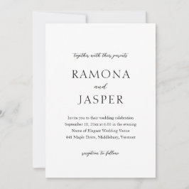 Invitación Boda moderno simple negro y blanco negrita