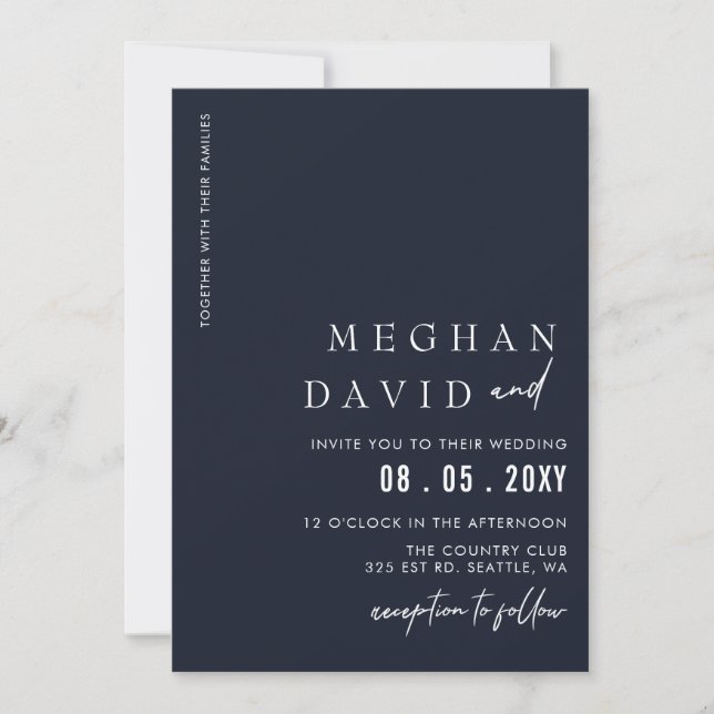 Invitación Boda moderno simple y elegante de la Marina (Anverso)