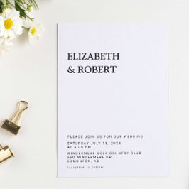 Invitación Boda moderno simple y Minimalista blanco y negro