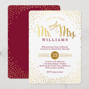 Invitación BODA MODERNO STYLISH oro confetti maroon invitació