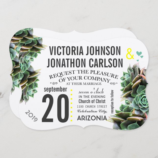 Invitación Boda moderno suave y amarillo (Anverso / Reverso)