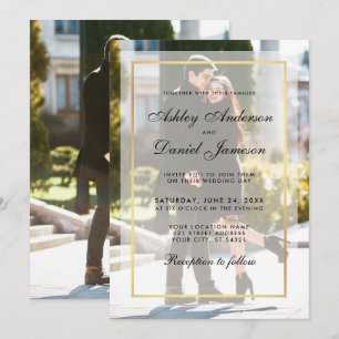 Invitación Boda moderno superpuesto foto trasera delantera