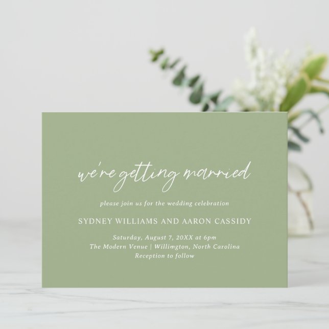 Invitación Boda moderno Sydney Sage Green (Anverso de pie)