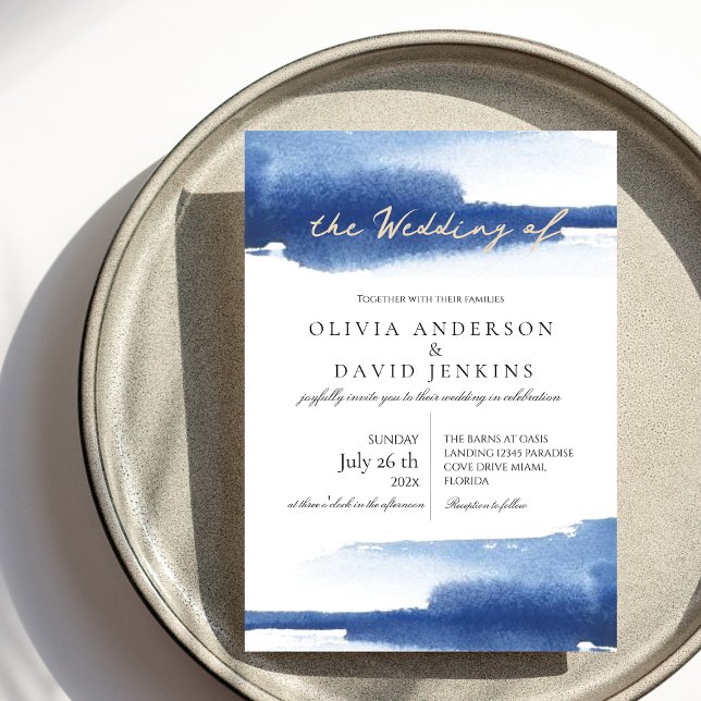 Invitación Boda moderno Verano Blue Ocean Beach Wedding (Subido por el creador)