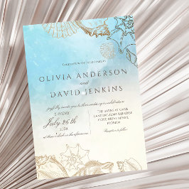 Invitación Boda moderno Verano Blue Ocean Beach Wedding