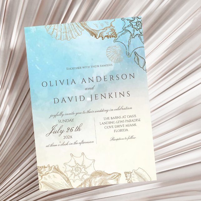 Invitación Boda moderno Verano Blue Ocean Beach Wedding (Subido por el creador)
