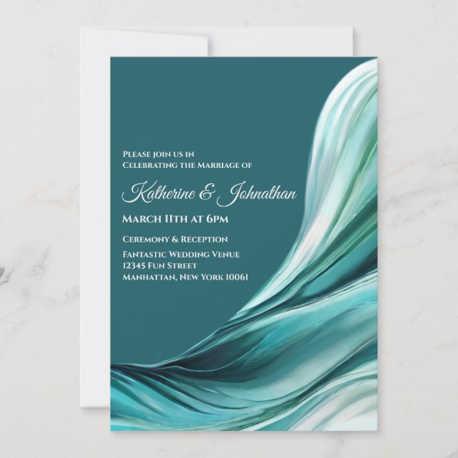 Invitación Boda moderno-verde esmeralda- (Anverso)