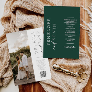 Invitación Boda moderno verde esmeralda Foto QR Código RSVP