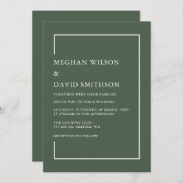 Invitación Boda moderno verde Minimalista simple