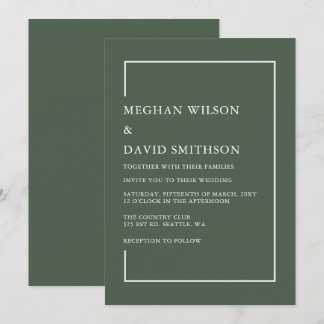 Invitación Boda moderno verde Minimalista simple
