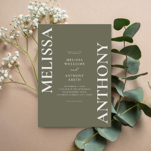 Invitación Boda moderno verde oliva minimalista