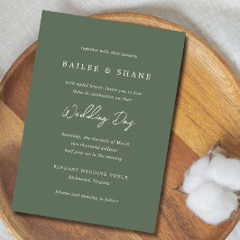 Invitación Boda moderno verde oliva simple