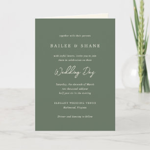 Invitación Boda moderno verde oliva simple