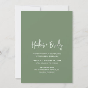 Invitación Boda moderno verde sabio minimalista