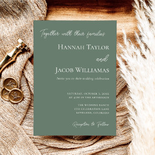 Invitación Boda moderno verde sabio minimalista