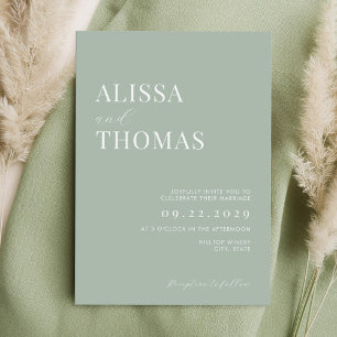 Invitación Boda moderno verde sabio minimalista