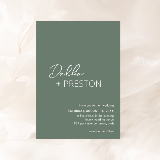 Invitación Boda moderno verde sage mínimo (Subido por el creador)