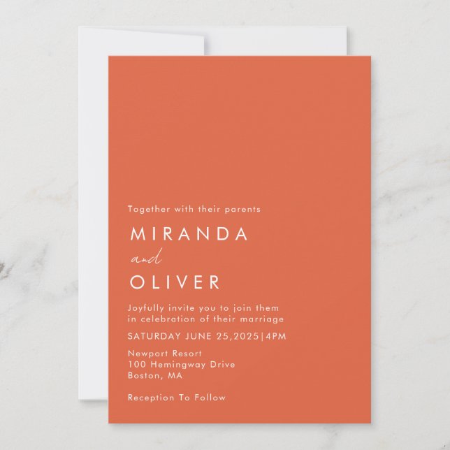 Invitación Boda moderno vibrante Verona Sunset (Anverso)