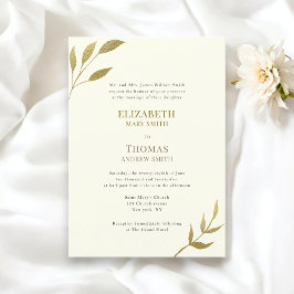 Invitación Boda moderno y elegante de marfil foráneo y oro