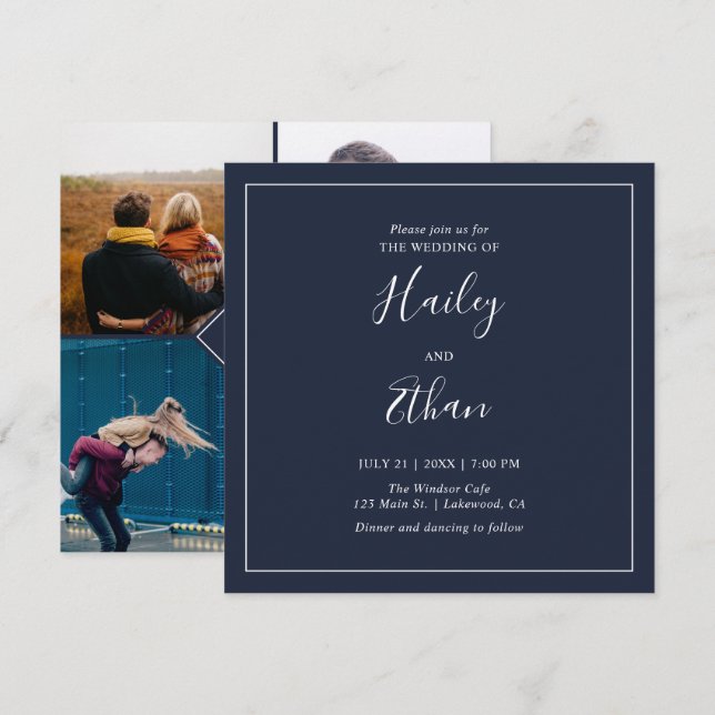 Invitación Boda moderno y sencillo de escritura a mano (Anverso / Reverso)