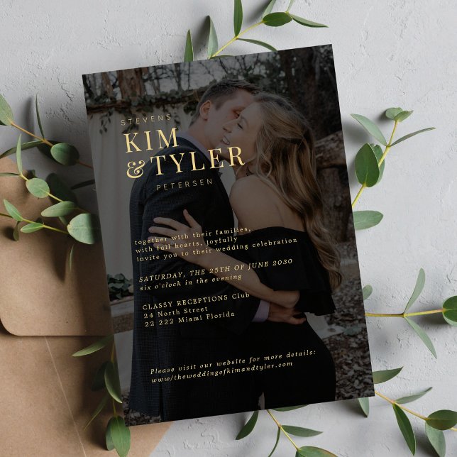 Invitación Boda moderno y transparente de superposición de or (Subido por el creador)