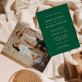 Invitación Boda moderno y vibrante de fotos verde esmeralda