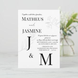 Invitación Boda Monocroma Alemana y Script 