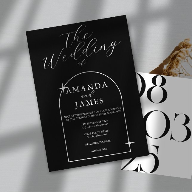 Invitación Boda monocroma estética elegante negra (Subido por el creador)